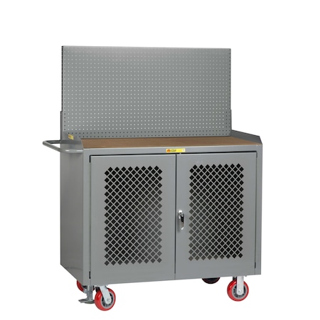 Little Giant Mobile Bench Cabinets, Perf Doors, 36"W, Pegboard Panel, Hardboard MHP2D-36-FL-PB